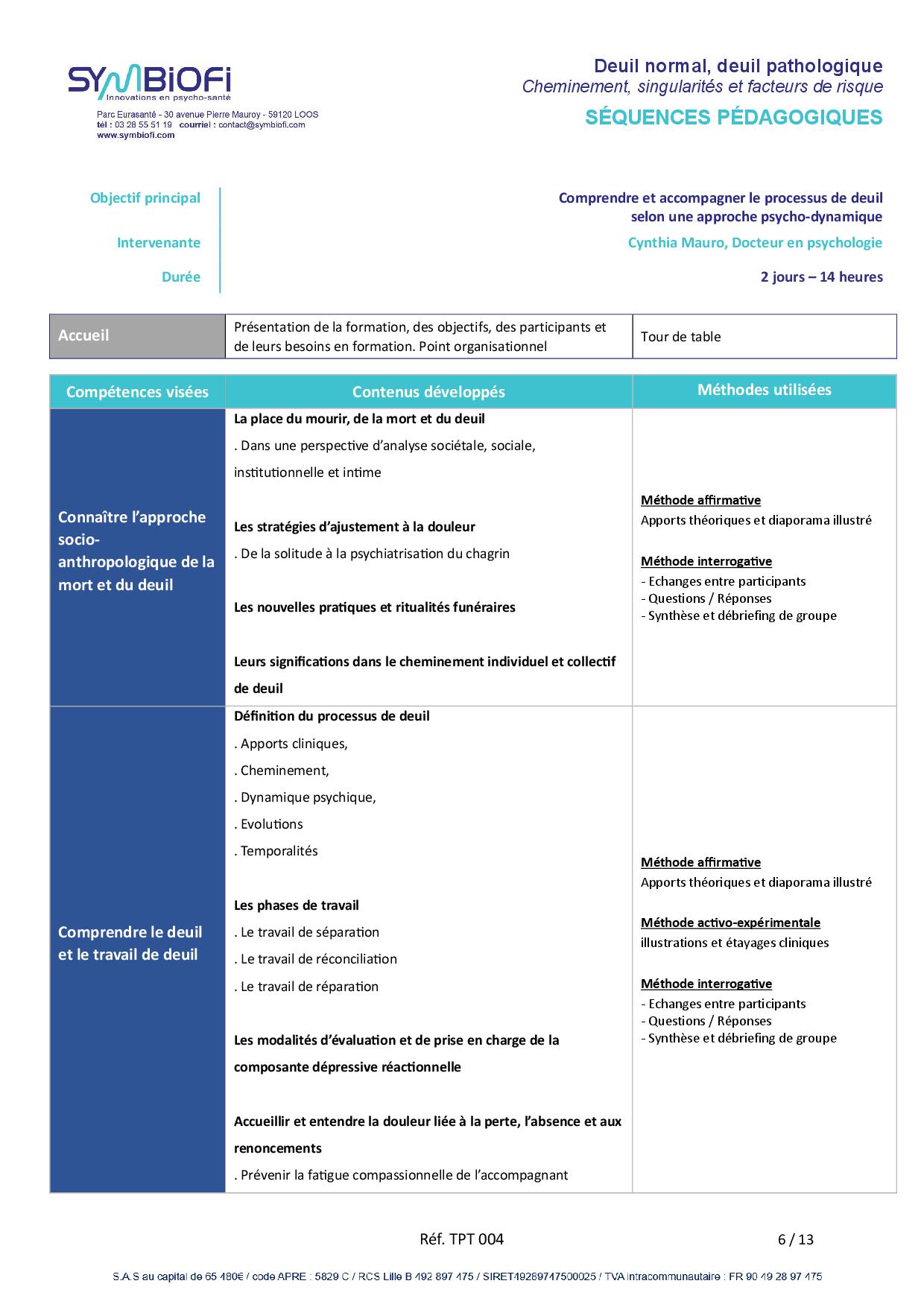 Symbiofi_Formation_Deuil_Page_1 alt="Programme de la formation Deuil normal, deuil pathologique : cheminement, singularités, facteurs de risque - page 1"