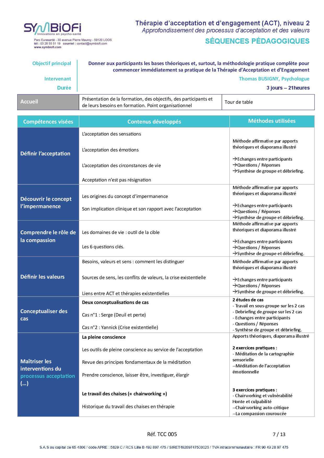 Symbiofi_Formation_Therapie_d_Acceptation_et_d_Engagement_Page_1 alt="Programme de la formation Thérapie d’acceptation et d’engagement (ACT), niveau 2 : approfondissement des processus de l'acceptation et des valeurs - page 1"