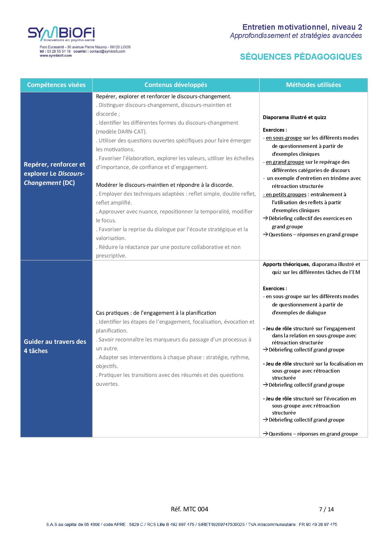 Symbiofi_Formation_Entretien_Motivationnel_Approfondissement_Page_2 alt="Programme de la formation Entretien motivationnel, niveau 2 : approfondissement et stratégies avancées - page 2"