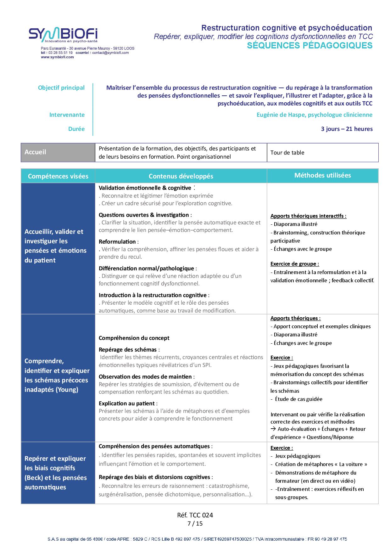 Symbiofi_Formation_Restructuration_Cognitive_pages_1 alt="Programme de la formation Restructuration cognitive et psychoéducation : repérer, expliquer et modifier les cognitions dysfonctionnelles en TCC - page 1"