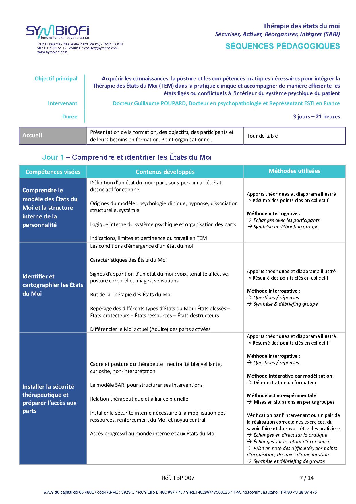 Symbiofi_Formation_Therapie_Etats_du_Moi_page1 alt="Programme de la formation Thérapie des états du moi : sécuriser, Activer, Réorganiser, Intégrer (SARI) - page 1"